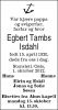 Dødsannonsen for Egbert Tambs Isdahl