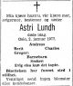 Dødsannonse Astri Lundh