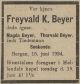 Dødsannonse Freyvald von Krogh Beyer
