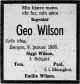 Dødsannonse GEO Wilson