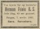 Dødsannonse Herman Friele