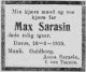 Dødsannonse Max Sarasin