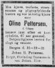 Dødsannonse Oline Pettersen
