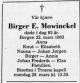 Dødsannonse Birger Edvard Mowinckel