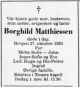 Dødsannonse Borghild Matthiessen