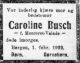 Dødsannonse Caroline Pauline Monturet-Valade, gift Busch