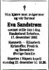 Dødsannonse Eva Sandstrøm
