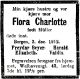 Dødsannonse Flora Charlotte Beyer