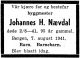 Dødsannonse Johannes Haldorsen Nævdal