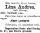 Dødsannonse Lina Andrea Lundquist