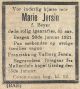 Dødsannonse for Maria de Fine von Krogh Jersin, født Beyer