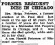 Former resident dies in Chicago